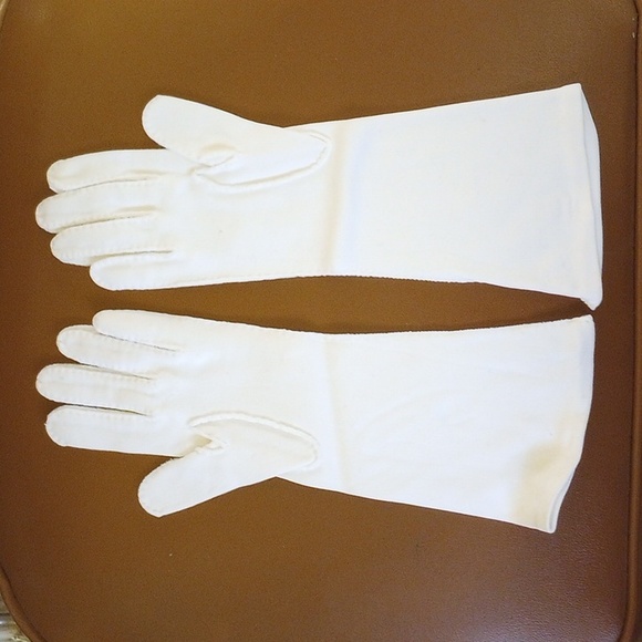 Vintage Classic Formal Neutral White Double Woven Cotton Gloves.  Size 7.5 - Picture 2 of 3